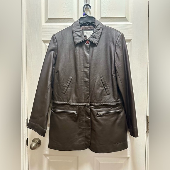 Newport News Easy Style Convertible Leather Jacket | size L | - Picture 1 of 7